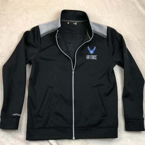 Under Armour Mens Air Force Jacket Small Full Zip Activewear Outdoors Black Casu - Picture 10 of 11